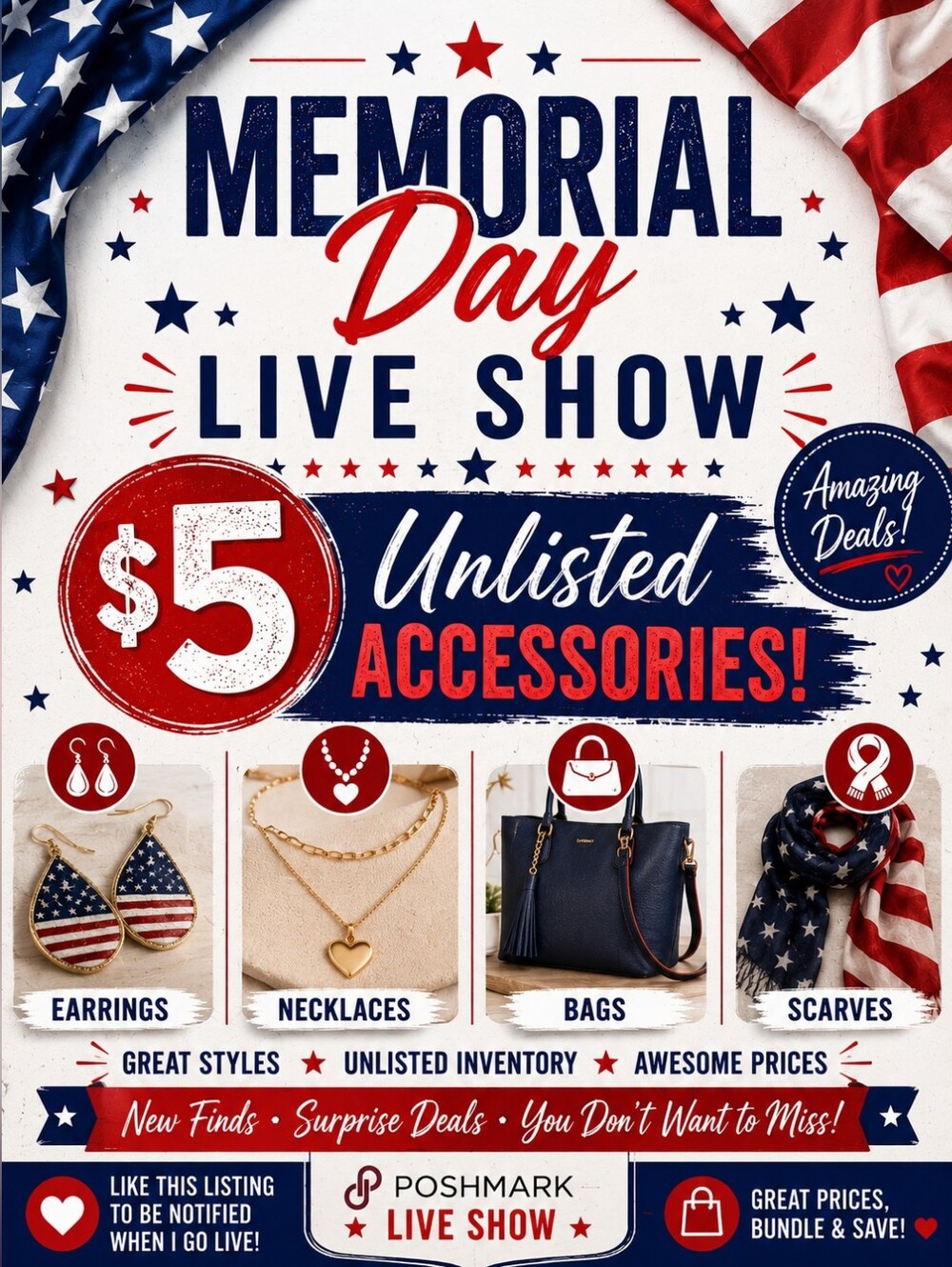 $5 BLUE Unlisted Accessories 🇺🇸 Memorial Day Posh Show 🇺🇸